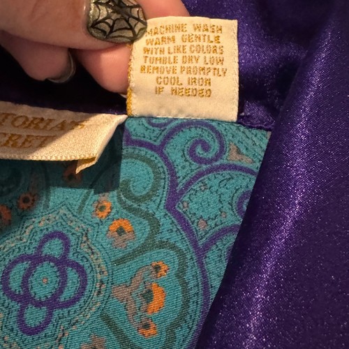 Vintage Victoria's Secret Paisley lila türkis seidig Morgenmantel L Nachtwäsche Gold Label - Bild 6 von 6