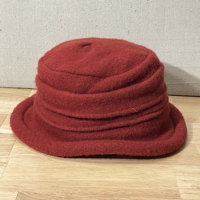 Scala Pronto Burgundy Wool Felt Pleated Cloche Hat One Size  display picture 1
