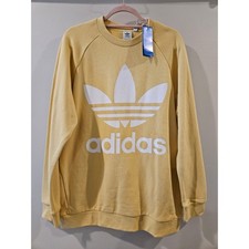 Adidas Originals Womens Oversized Sweatshirt Yellow Trefoil LargeLogo Size M NWT