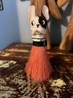 French Bulldog 1920s 8" Clothes Brush German porcelain head Art Deco Whisk Vtg
