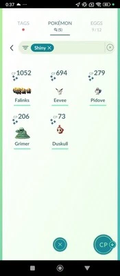 Shiny Grimer XXS, Eevee, Duskull + 2 Shiny + Toxel 120k Mini PTC Pokémon Go - Photo 1/4
