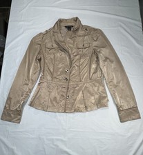 WHBM WHITE HOUSE BLACK MARKET Womens sz 4 Brown Pleated Hem Lightweight Jacket