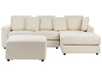 Ecksofa Mit Ottomane Stoff Helles Beige Linksseitig FüR 4 Personen L-Form Kohlo