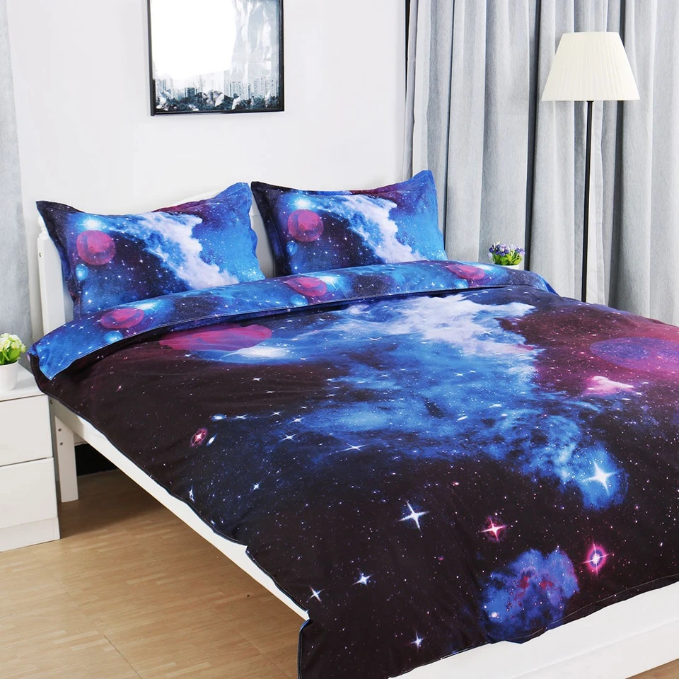Funda nórdica Star Blue Sky Moon Night púrpura patrón estrellado 4 un. Foto 2 de 4