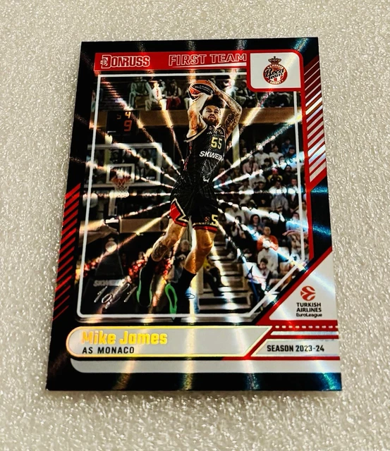 Mike James 2024-25 Panini Donruss Euroleague BLACK LASER Prizm #1/1 FIRST TEAM