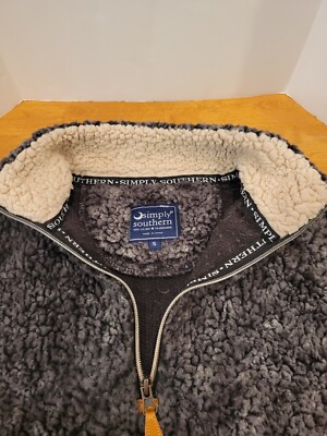 Simply Southern Fluffy Warm Quarter Zip Fleece Ladies Size S Chunky Fleece