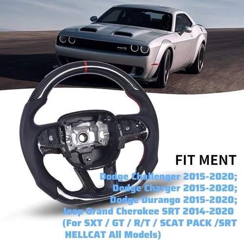 Volante de fibra de carbono para Dodge Charger/Challenger SXT/GT/RT 2015-22 2023 - Imagen 2 de 6
