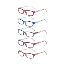 5-PAIR - KERECSEN Ladies READERS Spring Hinge / Pattern Print EYEGLASSES +3.50