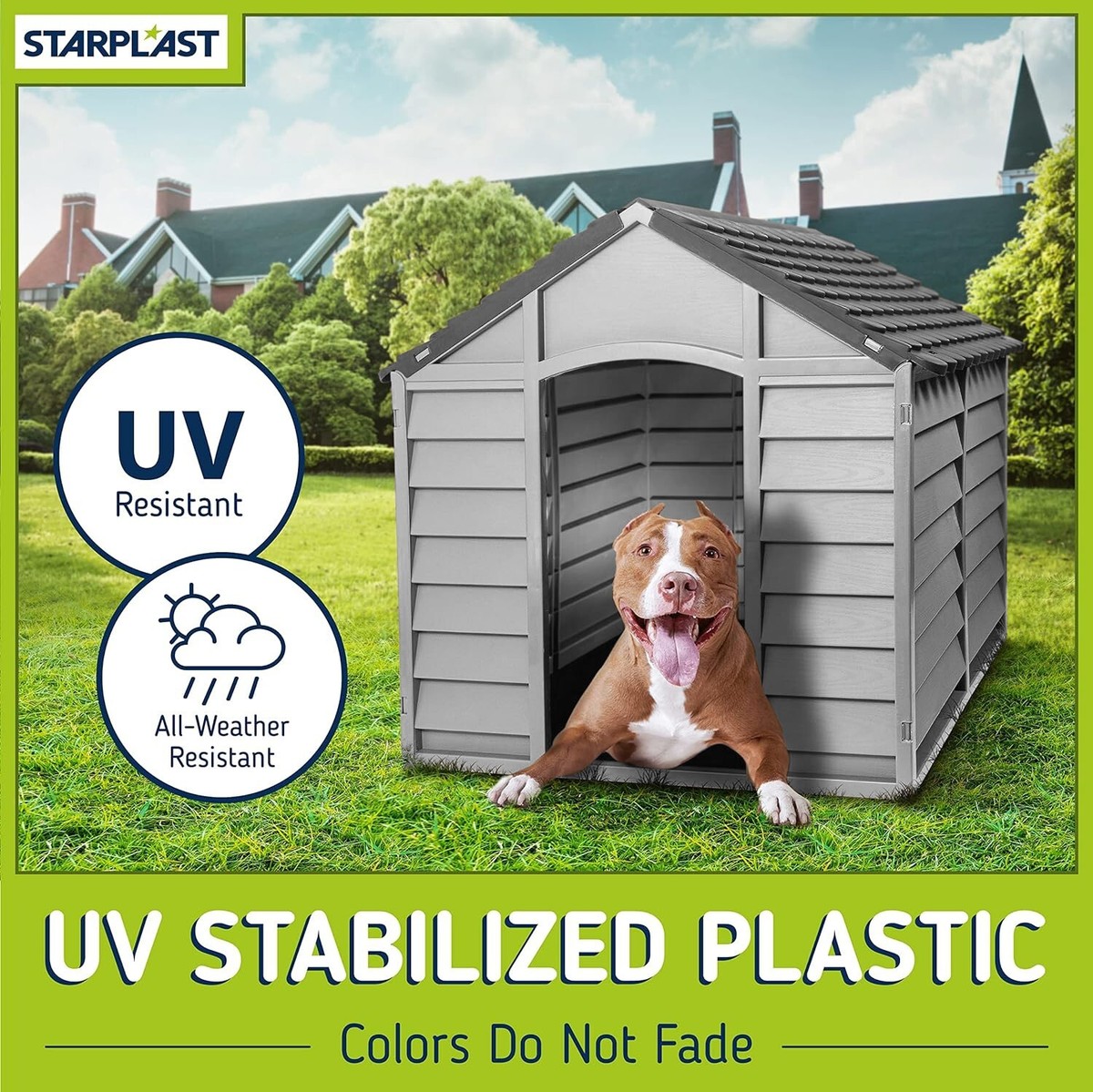 DOG KENNEL SMALL TO MEDIUM GREY DURABLE PLASTIC WINTER HOUSE UK