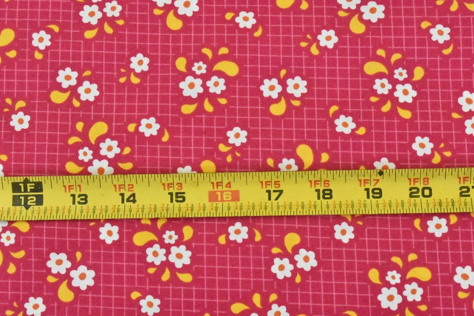 By 1/2 Yd, Yellow & White Floral on Hot-Pink, Moda, Prairie Grass, Japan, B1687 - Image 2 of 4