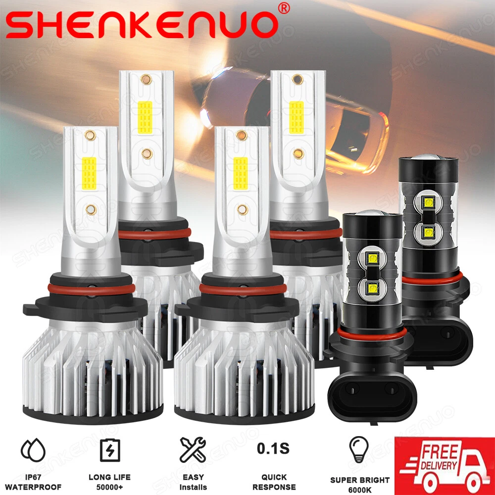 Kit De 6 Bombillas LED 6000K Para Jeep Commander 2006-2010 – Faros Y Antinieblas, Blanco Intenso