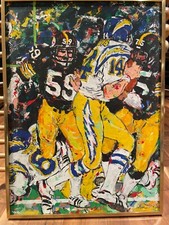DEFENSE JOE GREENE JACK HAM STEELERS JOHN WILSON 29X40 ORIGINAL OIL ON CANVAS LM