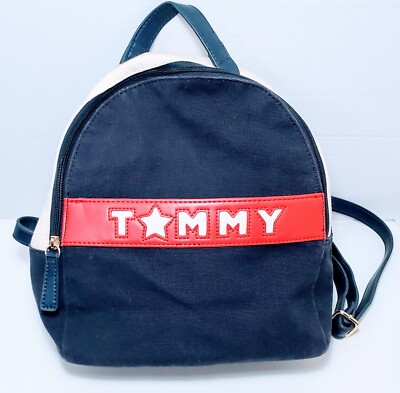 TOMMY HILFIGER Denim Blue Red Cream Backpack Purse Bag Back  display picture 1