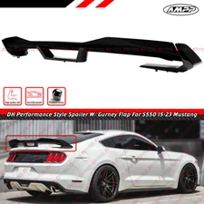 For 2015-23 Ford Mustang DH Performance Gloss Black Spoiler W/ Smoke Gurney Flap