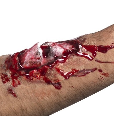 Halloween Kostüm Herren Latex Make Up Knochenbruch Narbenoptik von Smiffys