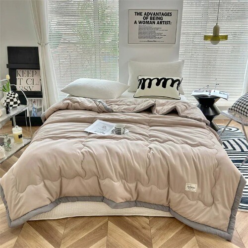 Solid Color Summer Quilt Light Luxury 2025 Japanese Polyester Cotton Quilted - Picture 18 of 24