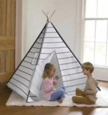 Teepee Play Tent with Wood Poles, Gray (NIB)