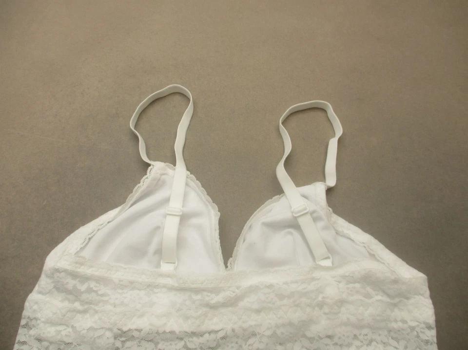 H&M Size L Womens White Lace Trim Unlined Wireless Pull On Bralette Bra 5E - Image 4 of 4