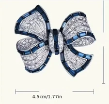 Christmas Pin Bow brooch blue Fashion jewelry NEW Free Ship 1.8 inch