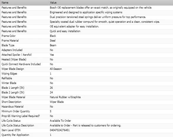 Wiper Blade Set Bosch Front OEM Aerotwin for 2007-2009 DODGE SPRINTER 3500 Foto 2 de 4