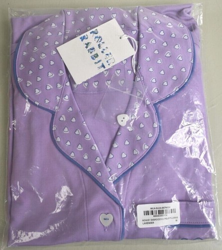 New Roller Rabbit Monkey Embroidered Polo PJ Pajama Shorts Shirt Lavender M - Picture 6 of 7