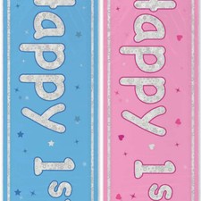 1st Birthday Banners Age 1 Foil Banner Party Decorations Shiny 9ft Boy/Girl
