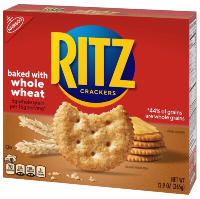   New Nabisco Ritz Crackers Baked Whole Grain 44% Crackers Flavor Box 13.7oz