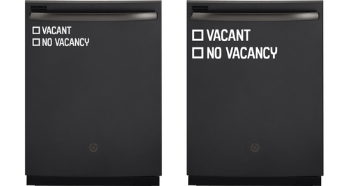 Dishwasher Kitchen Sticker Decal Vacancy No Vacancy - Font 2