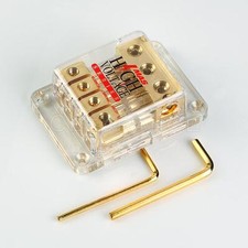 Gold Plated Power Ground Distribution Block Three 4 Gauge Input To 8 Ga Output