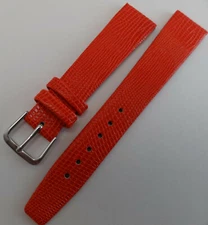 18mm Mens Genuine Leather Orange/Pinkish Lizard Grain Watch Band Water Resistant