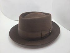 GUERRA 1855 GE PORKPIE FUR FELT HAT BROWN MADE IN ITALY