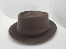GUERRA 1855 GE PORKPIE FUR FELT HAT BROWN MADE IN ITALY