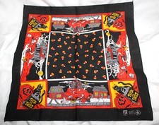VINTAGE HALLOWEEN PARIS USA COTTON BANDANA HANDKERCHIEF RN 13960