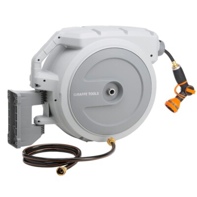 Giraffe Tools Retractable Garden Water Hose Reel Wall Mounted-1/2'' x 130 ft
