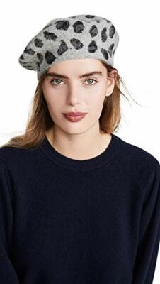 Hat Attack Women's Leopard Beret, Grey, One Size
