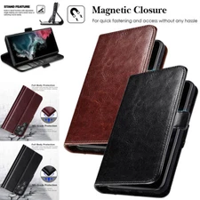 For Samsung Galaxy S22 S21 S20 Plus/Ultra S23/S24 Leather Flip Wallet Case Cover