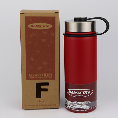 Kangfute Sports Vacuum Bottle 19oz Stainless Steel Water Bottle RED