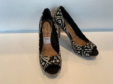 Christian Siriano For Payless Size 8 Women Black & White Print 4” Stiletto Heels