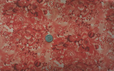 100% Cotton Fabric - Shades of Burnt Orange Flower Design  - By The Yard