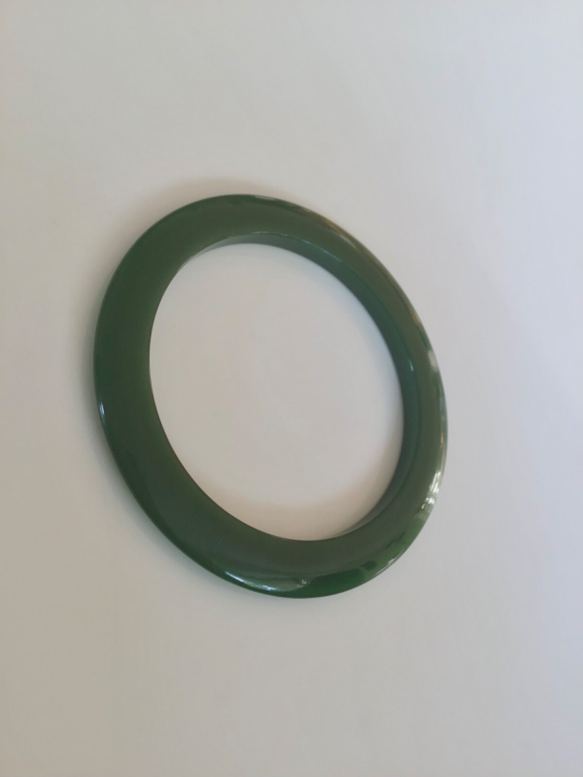 Vintage Solid Spinach Green Bakelite Bangle Brace… - image 2