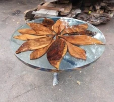 Clear Epoxy Resin Coffee Table Acacia Wood Walnut Side Table Top Outdoor Decor