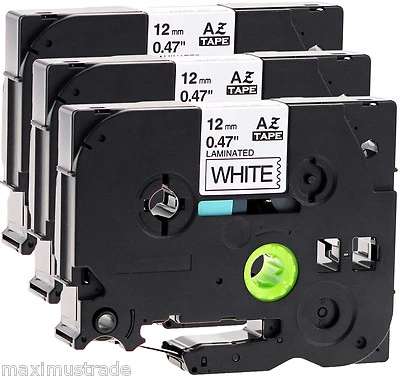 MAXIMUSTRADE 3 kompatible Schriftbandkassette für Brother Ptouch D210VP 12mm schwarz auf weiß