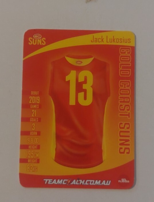 Jack Lukosius Gold Coast Suns Trading Card eBay