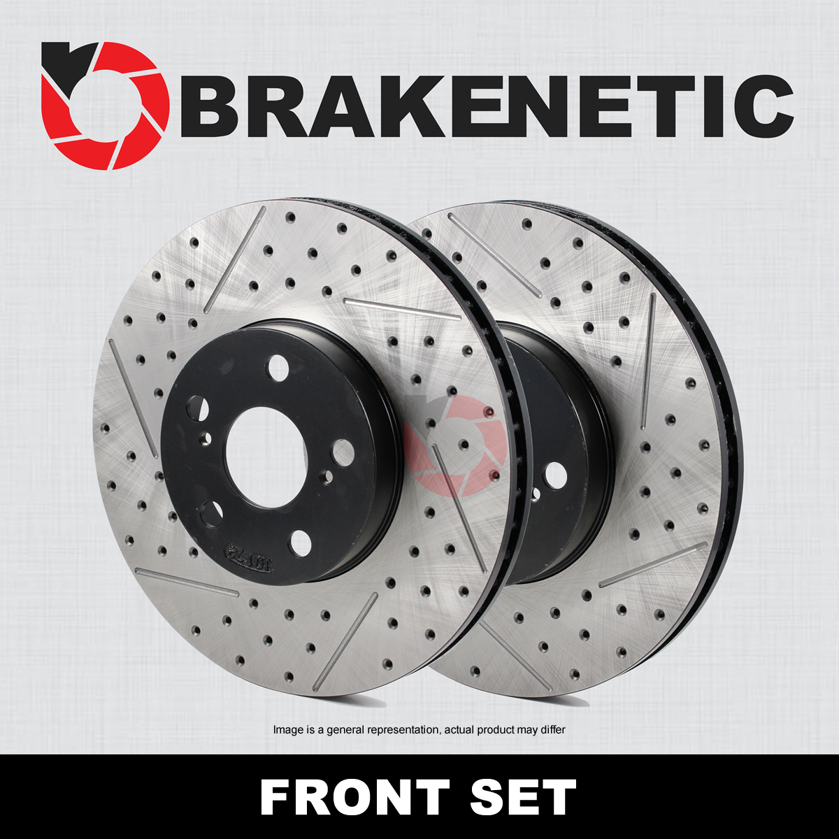 FRONT SET BRAKENETIC Premium Drilled Slotted Brake Disc Rotors