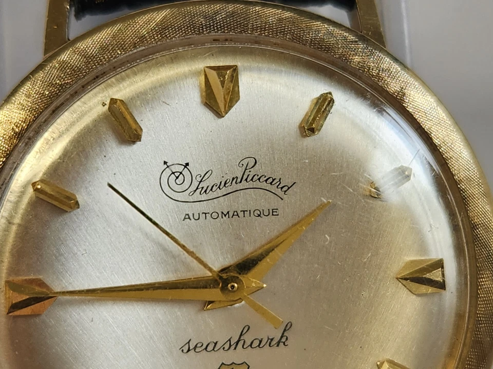 Reloj Pulsera LUCIEN PICCARD SEASHARK AUTOMÁTICO 10K Lleno de Oro Impermeable ¡FUNCIONA! Foto 4 de 4