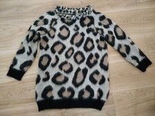 Marc Cain over size Pullover Tiermuster Damen Beige Schwarz Sitze N 1, Neu