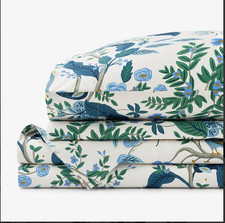 Rifle Paper Co. Peacock Classic Smooth Sateen Bed Sheet Set