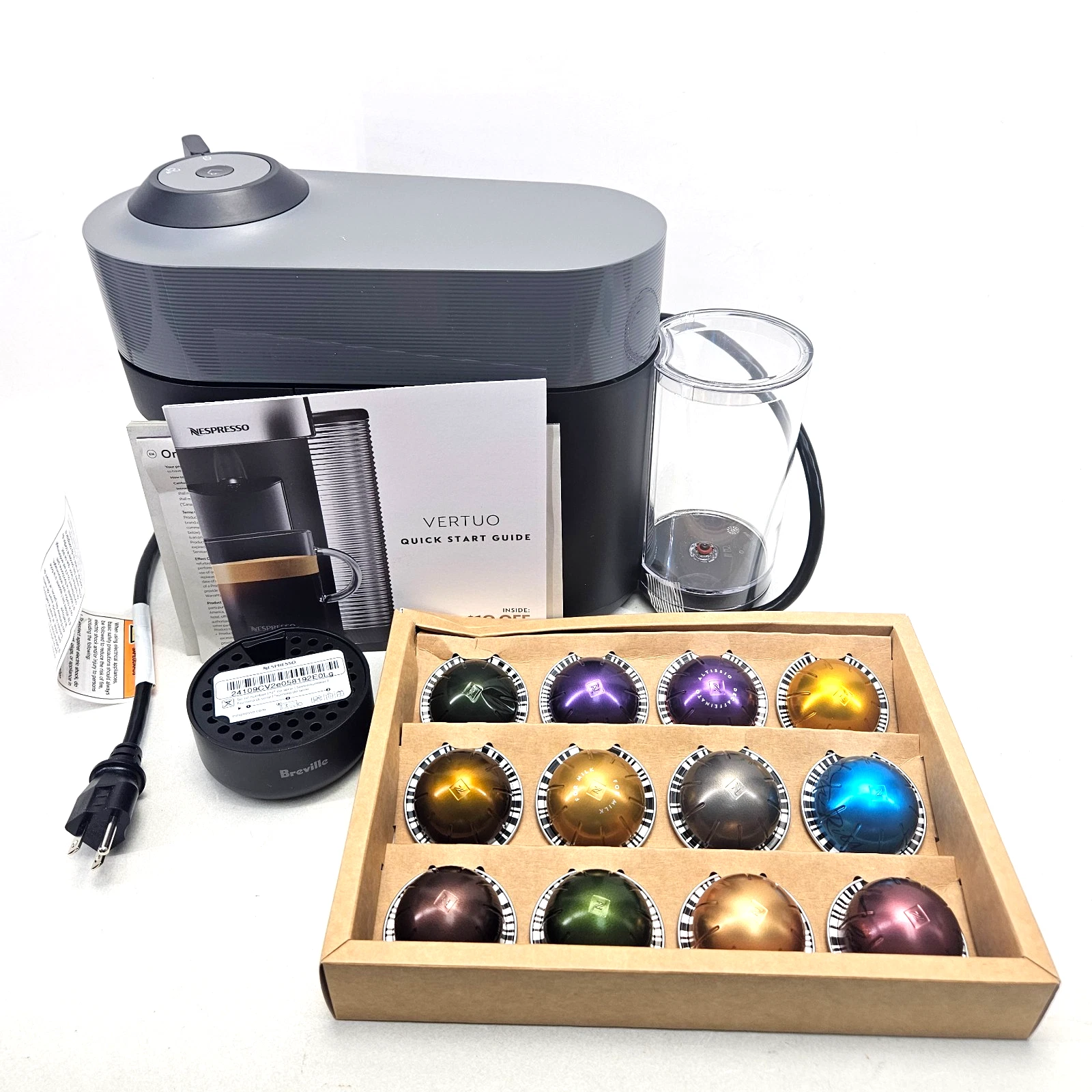 Nespresso Vertuo POP Gray Coffee and Espresso Maker by Breville Black Dark New