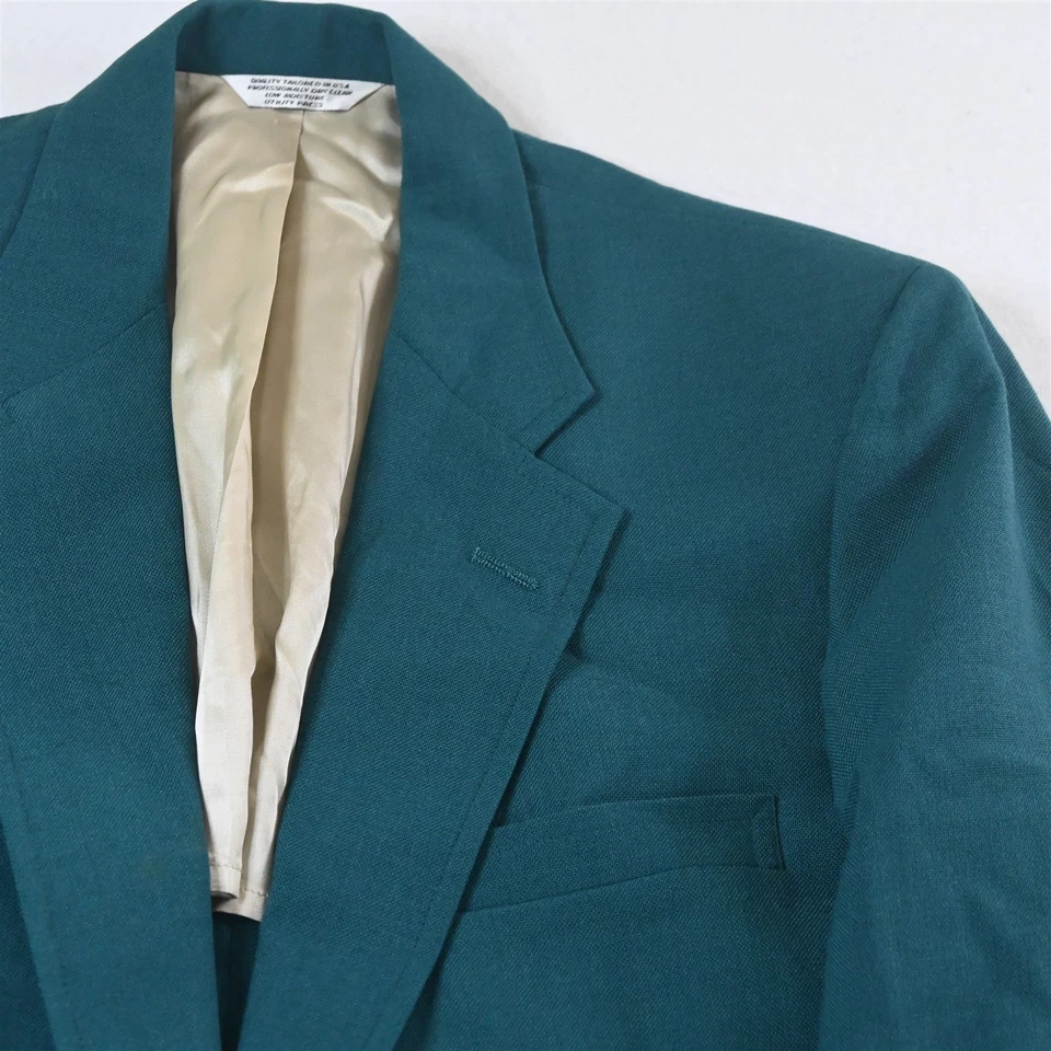 Chaqueta Blazer Abrigo Deportivo De Colección EE. UU. Palm Beach 44R Verde Hopsack Botón Dorado para Hombres Foto 2 de 4
