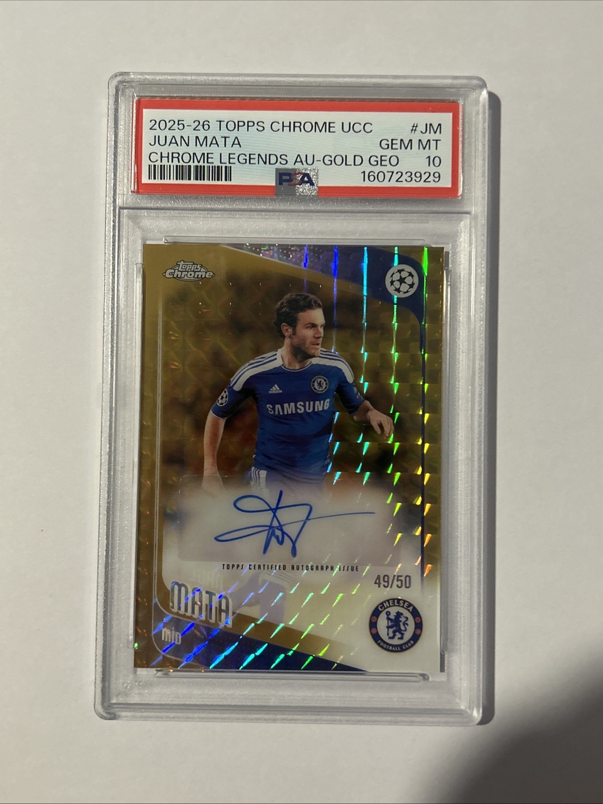 PSA 10 2025-26 Topps Chrome UEFA Juan Mata Gold Geometric Auto/50